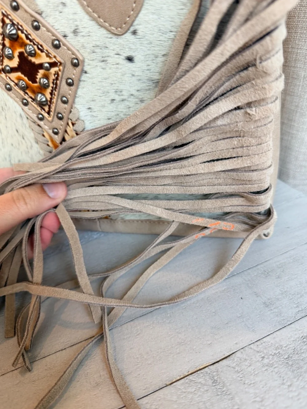 Trinity Ranch Hair On Cowhide Tote/Crossbody Khaki